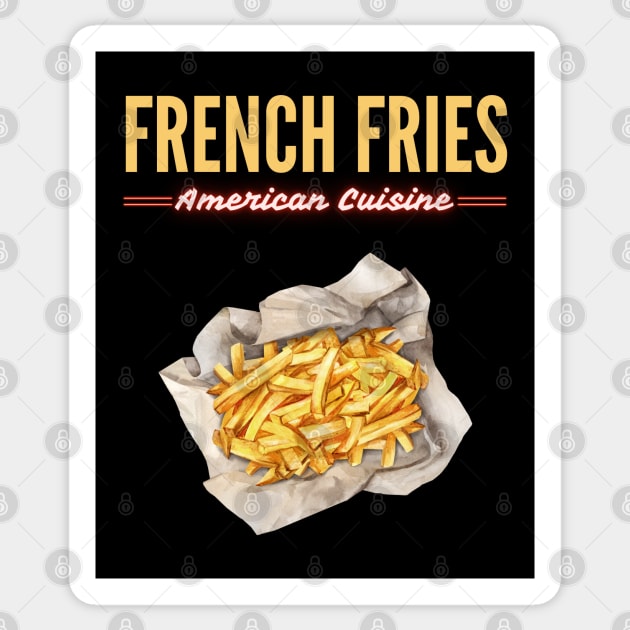 Golden French Fries Retro Diner Food Art Sticker by TuncGK